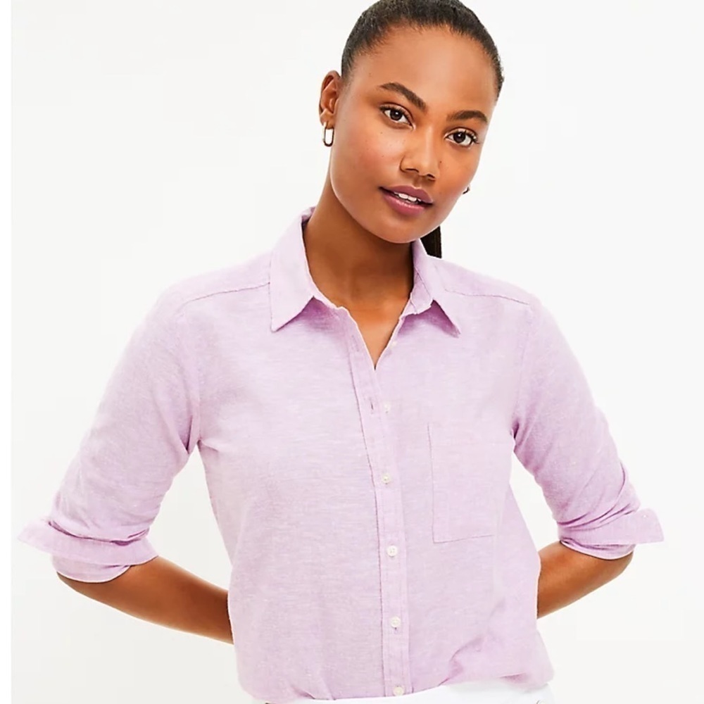 Banana Republic Lilac Purple Linen Blend Button Down Shirt